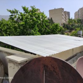 آهن کشی و پوشش ورق فایبر گلاس جهت سقف پاسیو در دارآباد